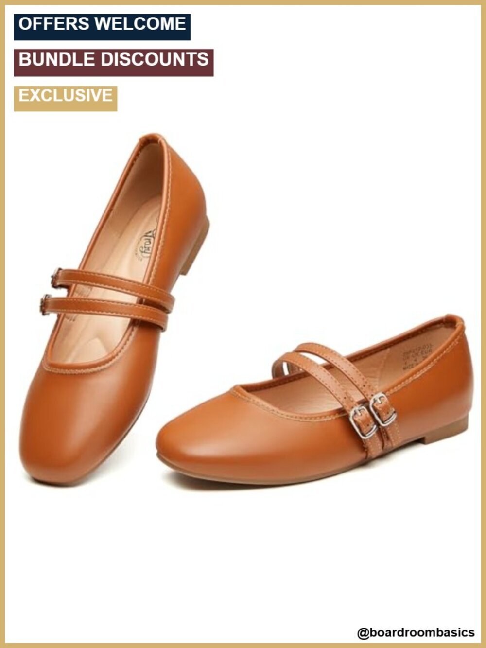 PU Leather Mary Jane Flats Square Toe Buckle Strap Slip On Dressy Casual Shoes
